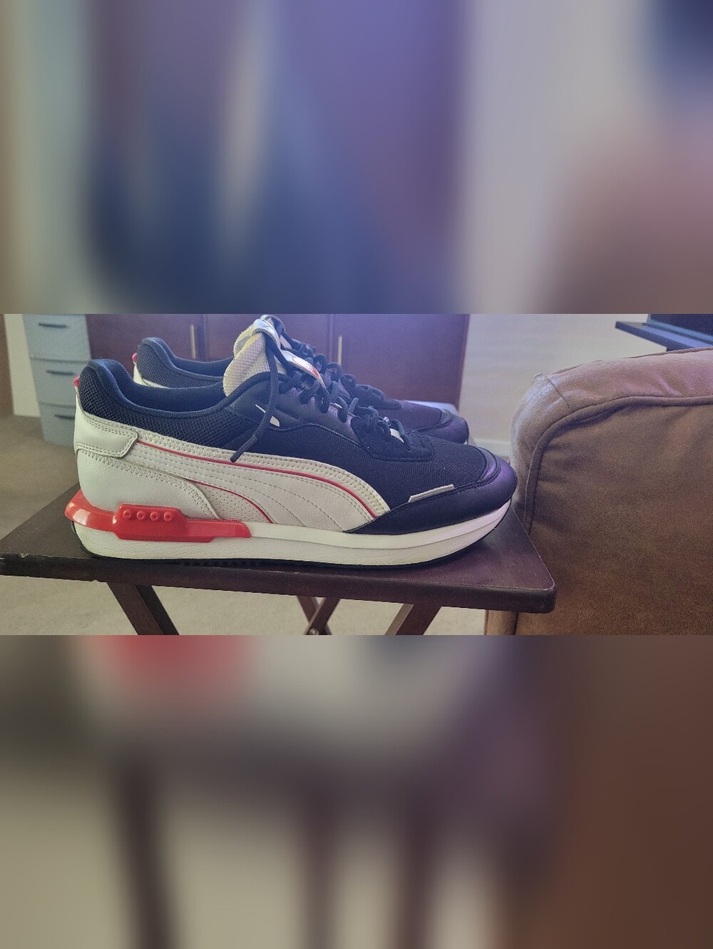 Puma Men's Black, White and Red Low-Top Sneakers